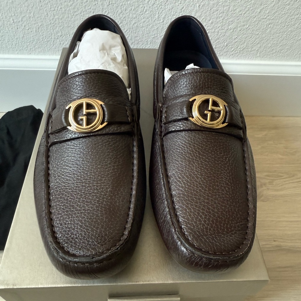 Georgio Armani Men’s Deerskin Loafers Brown US 10 New In The Box Retail $745